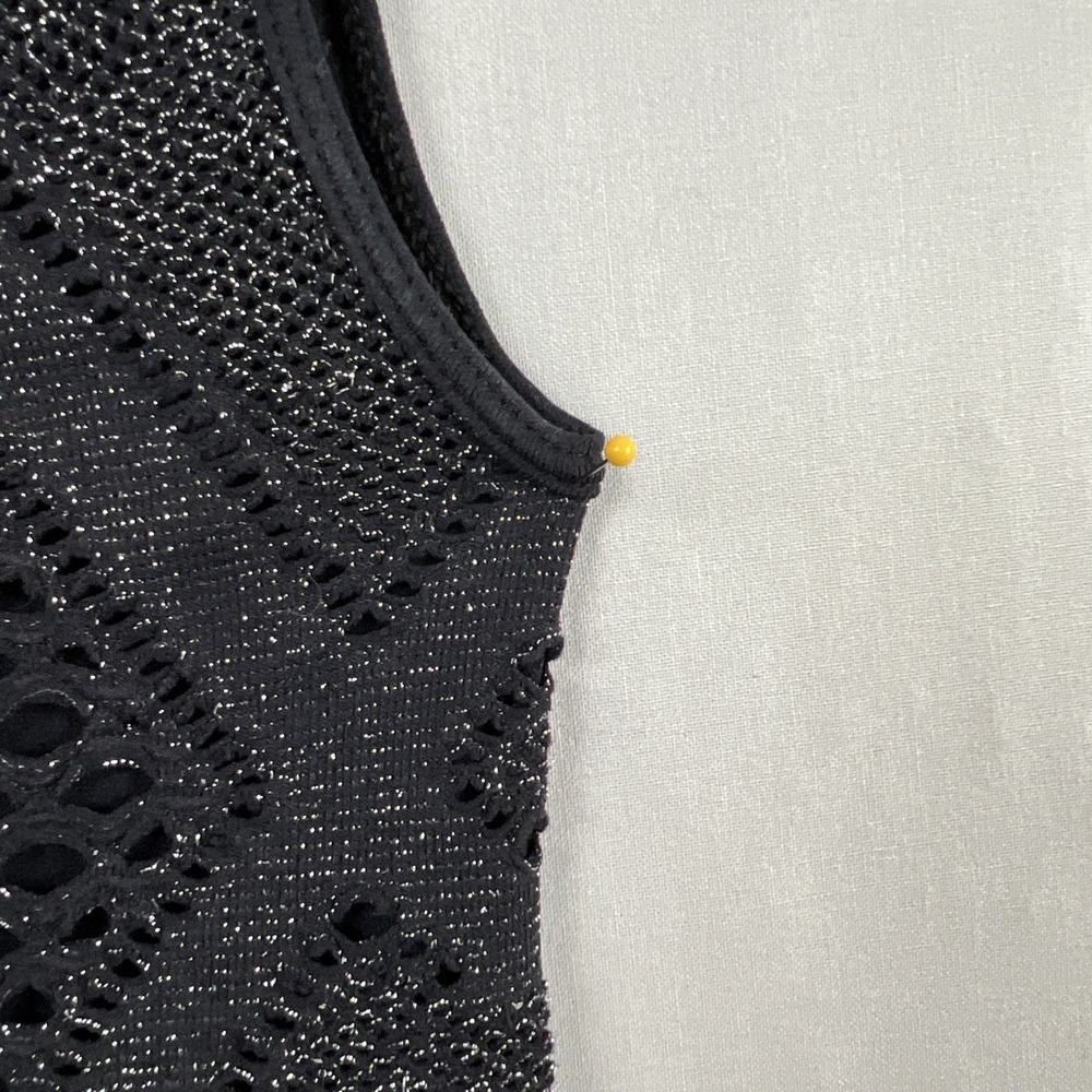 Vintage Y2k Bebe Mini Bodycon Dress Petite P/S Black Sexy Lace Stretch Metallic - Picture 2 of 12